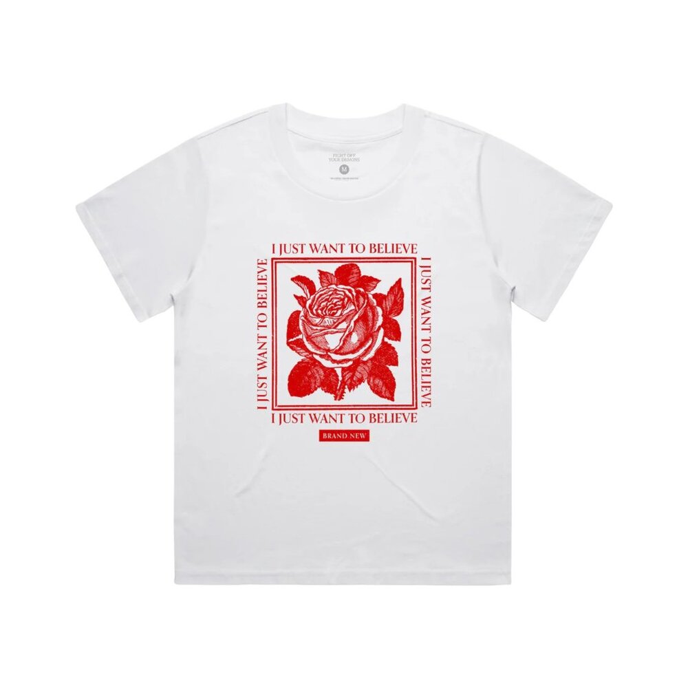 BRAND NEW Believe Rose Ladies Crop Tee
